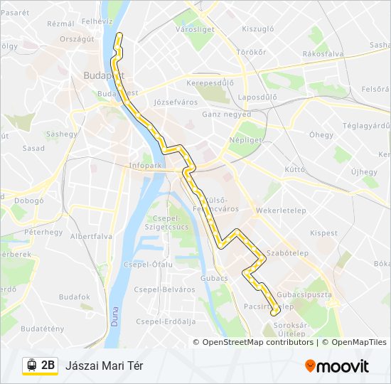 2B villamos Vonal Térkép