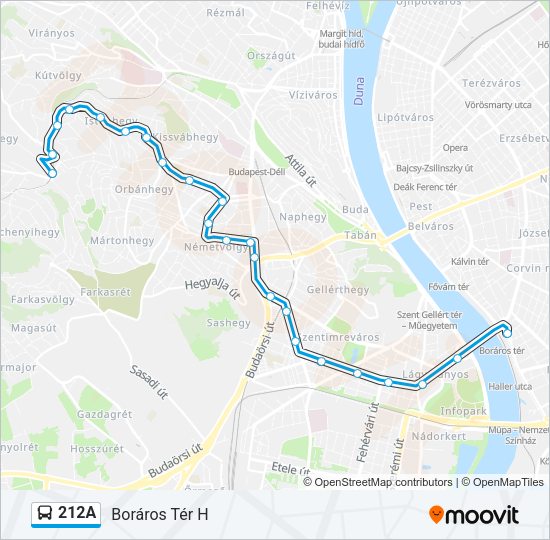 212A autóbusz Vonal Térkép