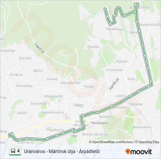 4 autóbusz Vonal Térkép
