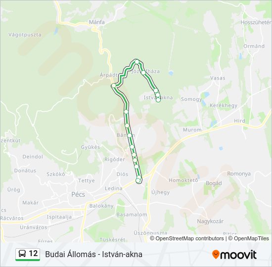 12 autóbusz Vonal Térkép