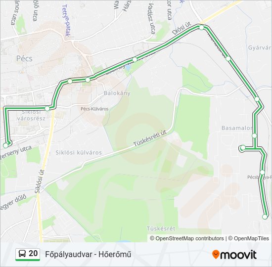 20 autóbusz Vonal Térkép