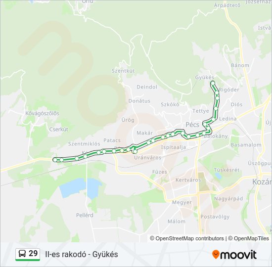 29 autóbusz Vonal Térkép