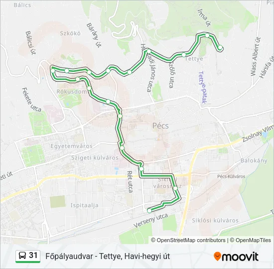 31 autóbusz Vonal Térkép