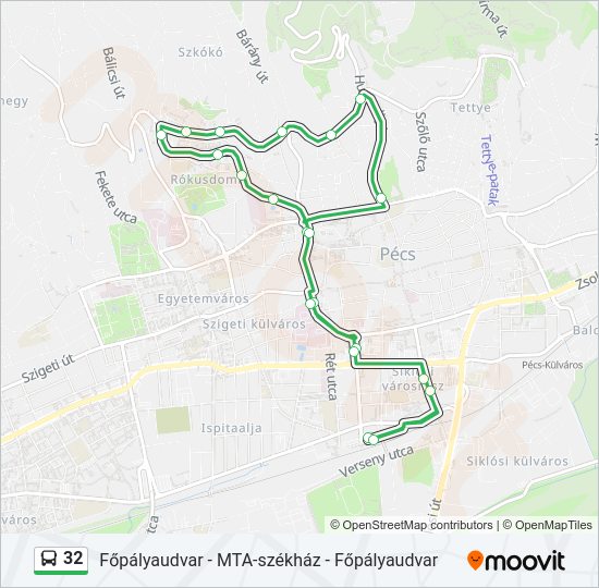 32 autóbusz Vonal Térkép