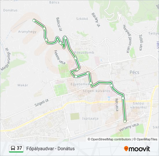 37 autóbusz Vonal Térkép