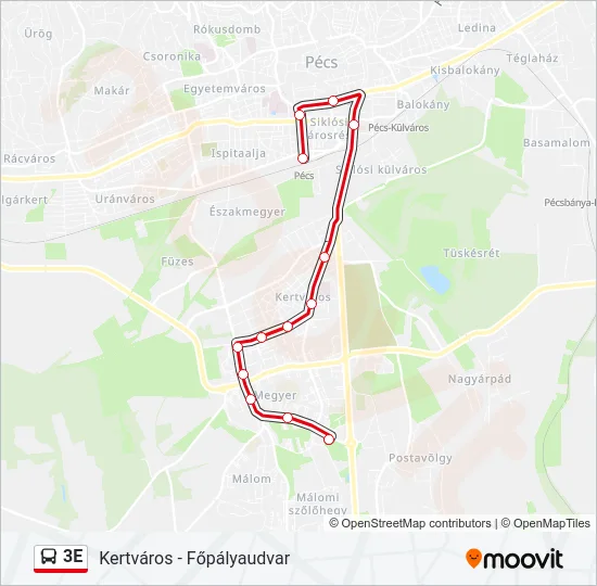3E Bus Line Map