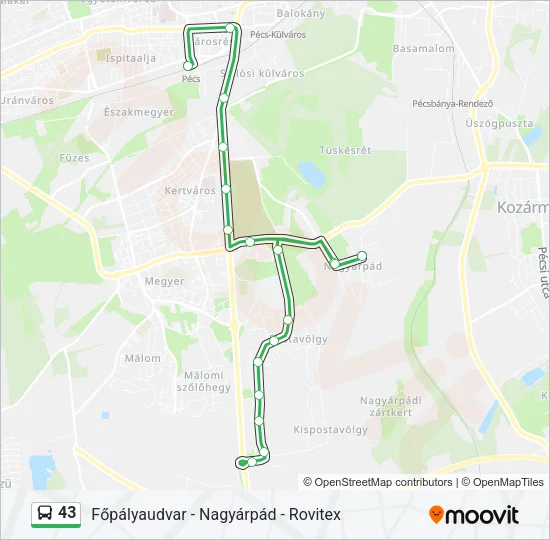 43 Bus Line Map