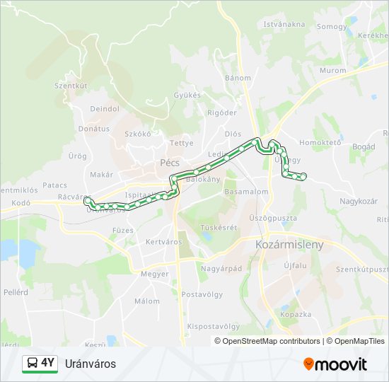 4Y autóbusz Vonal Térkép