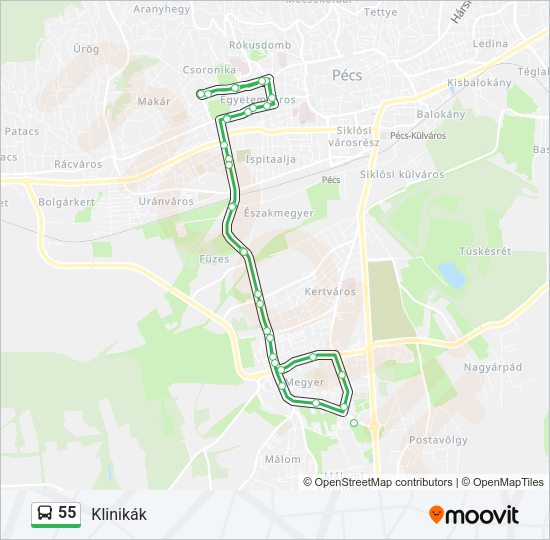 55 autóbusz Vonal Térkép