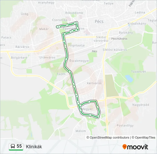 55 Bus Line Map