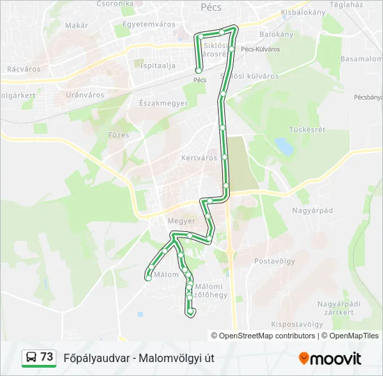 73 autóbusz Vonal Térkép