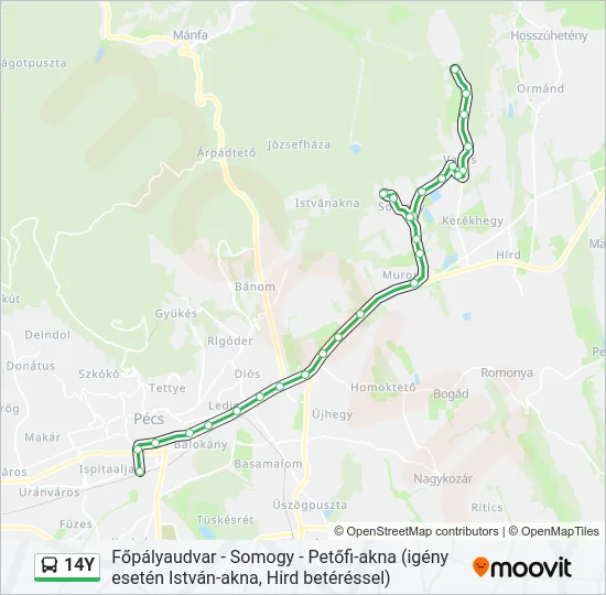 14Y Bus Line Map