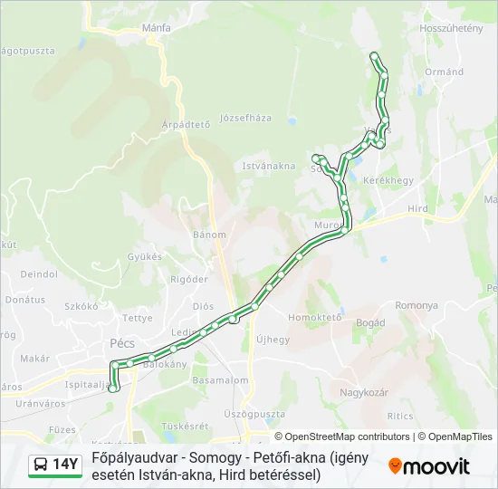 14Y Bus Line Map