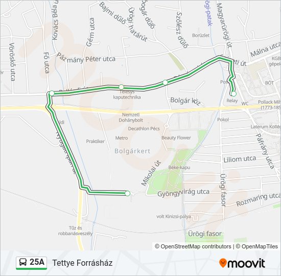 25A autóbusz Vonal Térkép