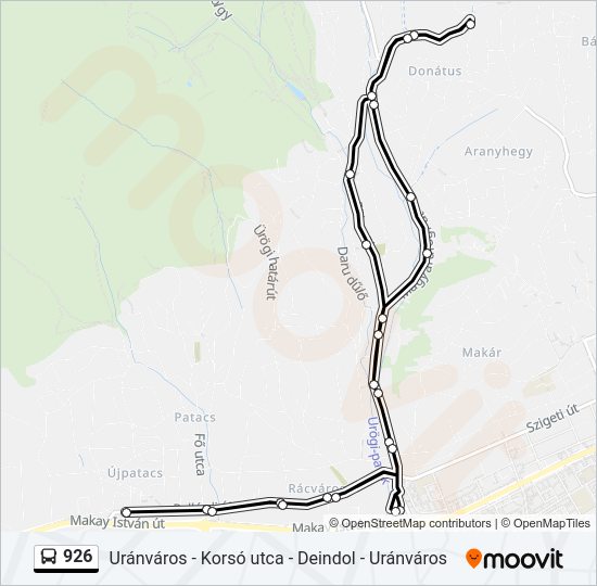 926 autóbusz Vonal Térkép