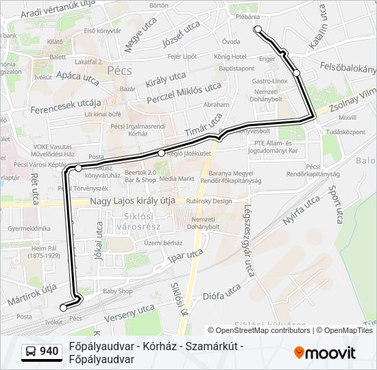 940 autóbusz Vonal Térkép