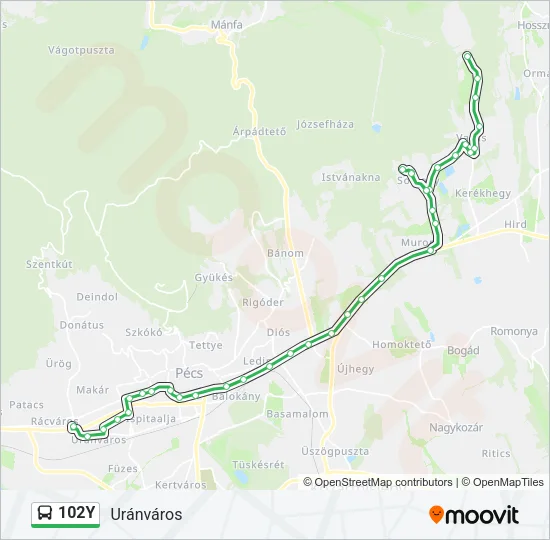 102Y Bus Line Map