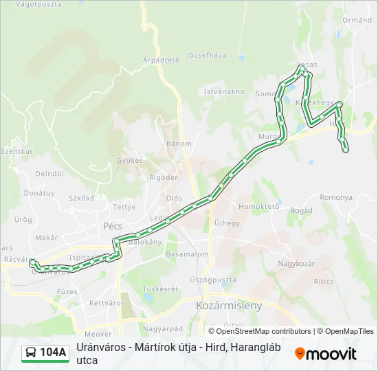 104A Bus Line Map