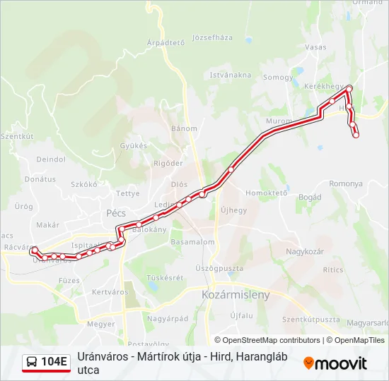 104E Bus Line Map