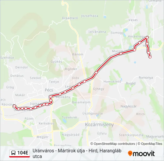 104E Bus Line Map