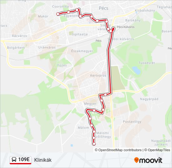 109E Bus Line Map