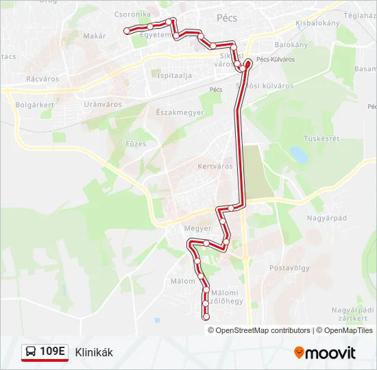 109E Bus Line Map