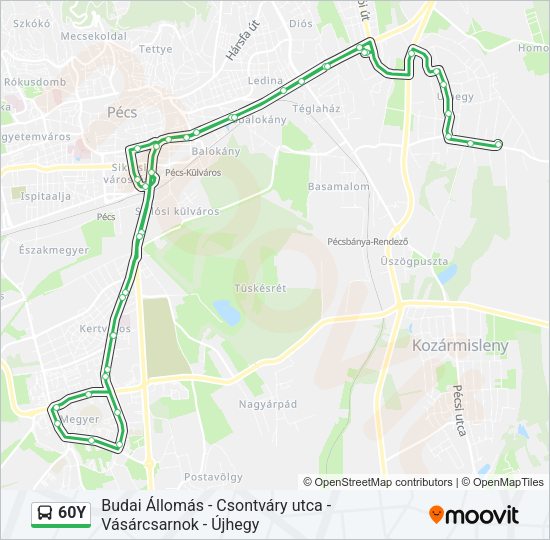 60Y autóbusz Vonal Térkép