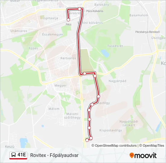 41E Bus Line Map