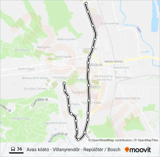 36 Bus Line Map