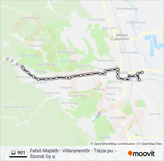 901 Bus Line Map