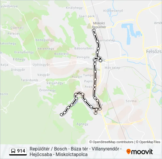 914 Bus Line Map