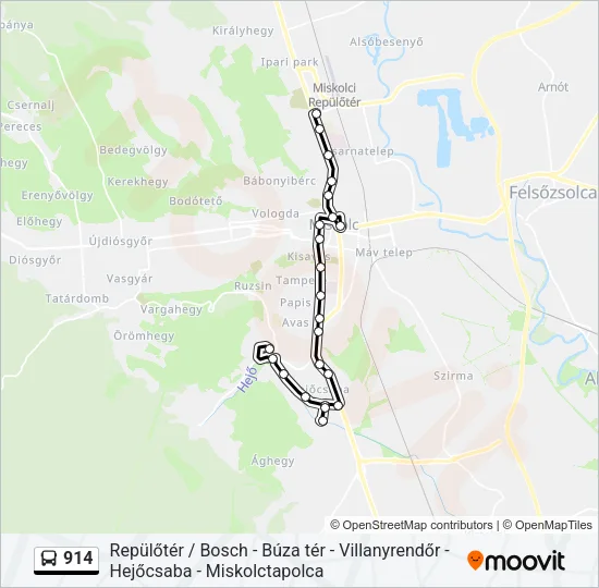 914 Bus Line Map