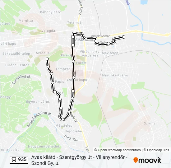 935 Bus Line Map