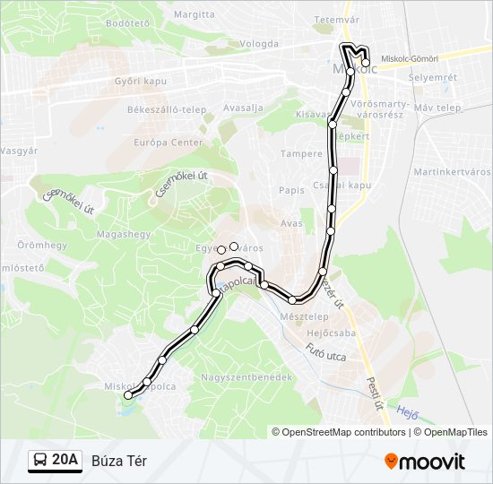 20A autóbusz Vonal Térkép