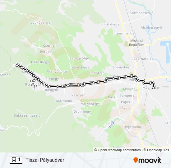 1 autóbusz Vonal Térkép
