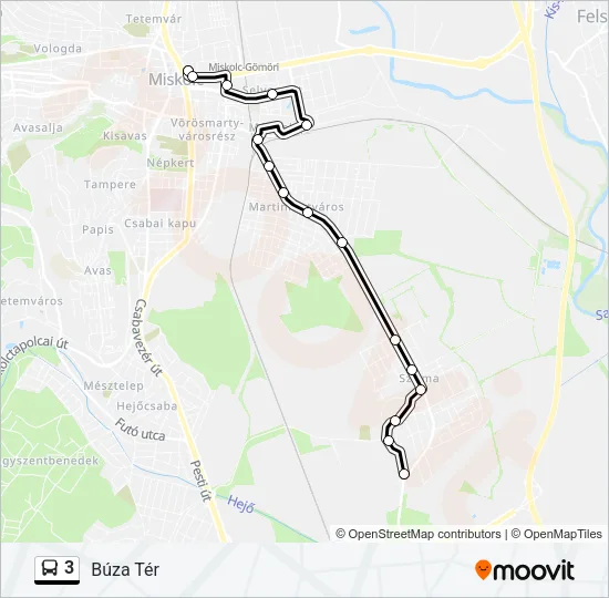 3 Bus Line Map