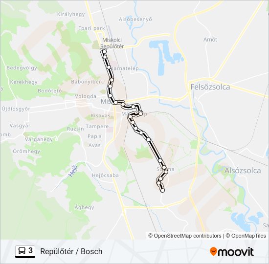 3 autóbusz Vonal Térkép