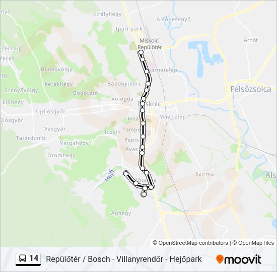 14 autóbusz Vonal Térkép