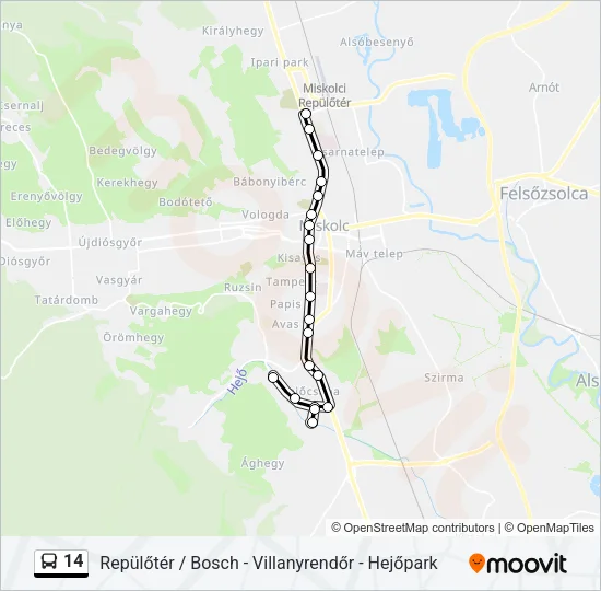 14 Bus Line Map