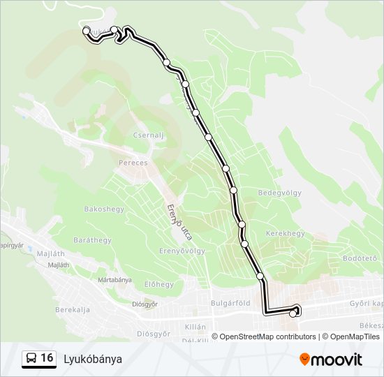 16 autóbusz Vonal Térkép