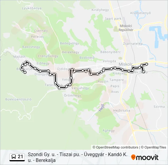 21 Bus Line Map