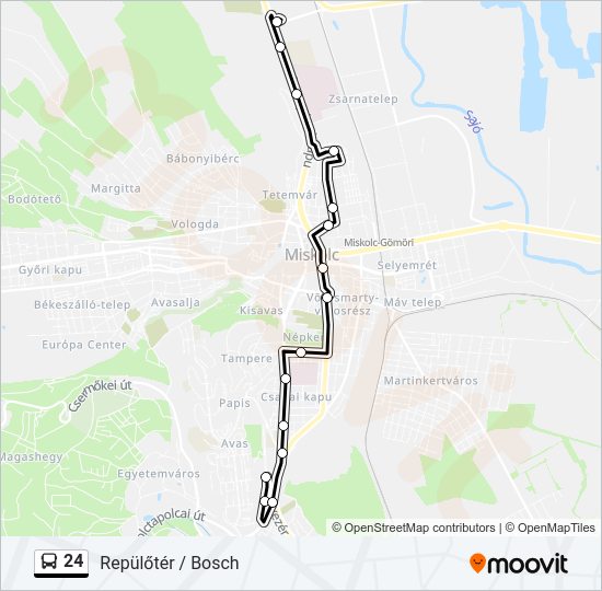 24 autóbusz Vonal Térkép