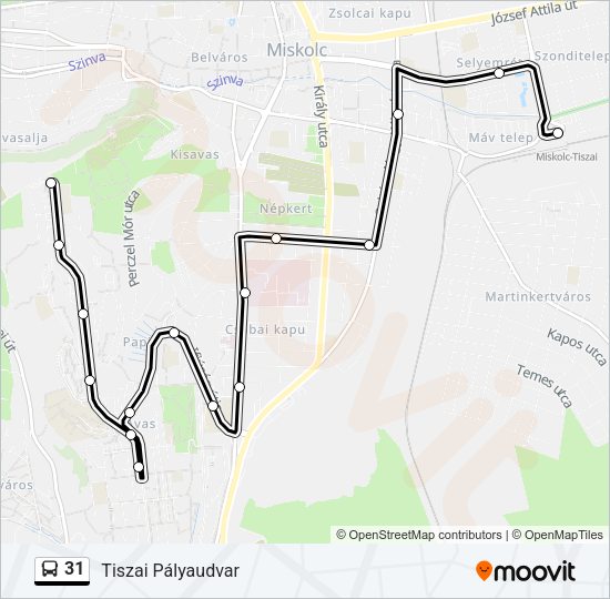 31 autóbusz Vonal Térkép