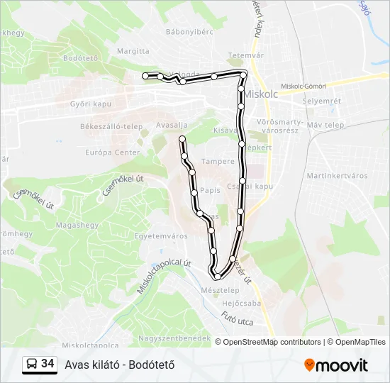 34 Bus Line Map