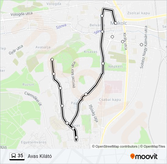 35 autóbusz Vonal Térkép