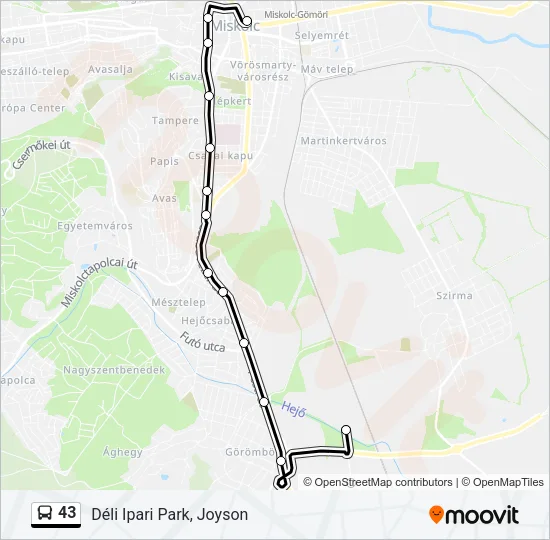 43 Bus Line Map