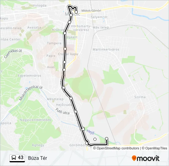 43 Bus Line Map