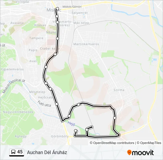 45 Bus Line Map