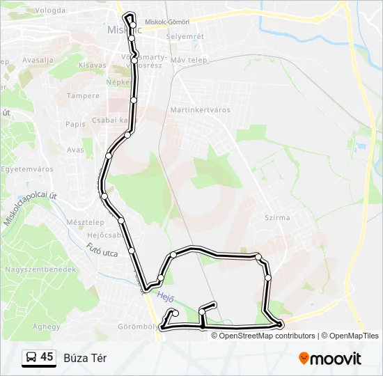 45 Bus Line Map
