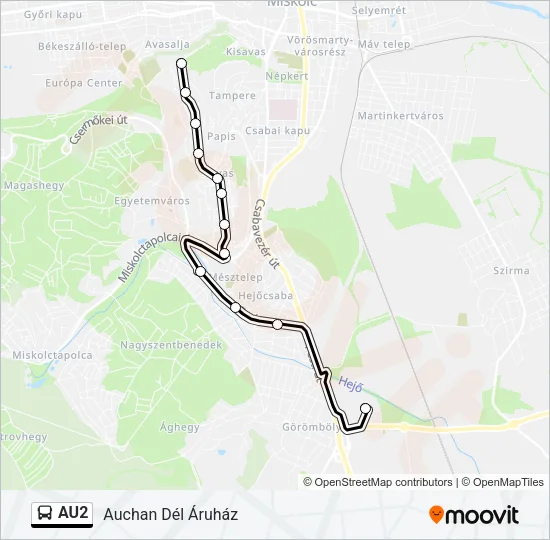 AU2 Bus Line Map